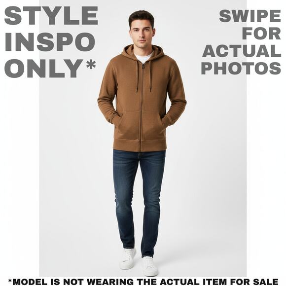 Amazon Essentials Men's Medium Brown Full Zip Hoodie [0128] - Picture 2 of 8